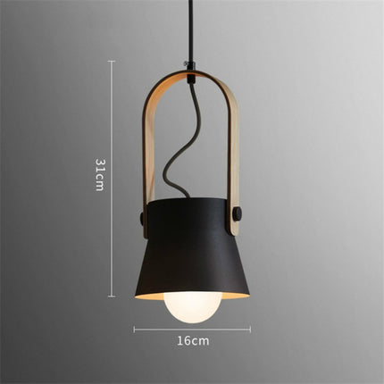 Wood Grain Creative Simple Personality Restaurant Chandelier Single Head Study Bedroom Macaron Bar Small Lamp without Light Source, Size:S(Black)-garmade.com
