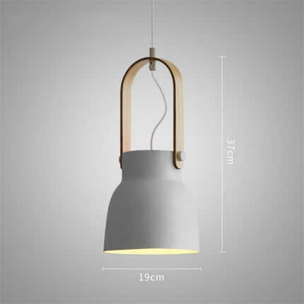Wood Grain Creative Simple Personality Restaurant Chandelier Single Head Study Bedroom Macaron Bar Small Lamp without Light Source, Size:M(White)-garmade.com
