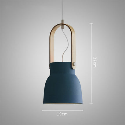 Wood Grain Creative Simple Personality Restaurant Chandelier Single Head Study Bedroom Macaron Bar Small Lamp without Light Source, Size:M(Blue)-garmade.com