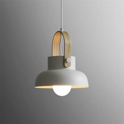 Wood Grain Creative Simple Personality Restaurant Chandelier Single Head Study Bedroom Macaron Bar Small Lamp without Light Source, Size:L(White)-garmade.com