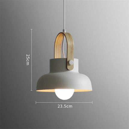 Wood Grain Creative Simple Personality Restaurant Chandelier Single Head Study Bedroom Macaron Bar Small Lamp without Light Source, Size:L(White)-garmade.com