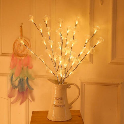 LED Fiber Optic Flower Twig Light String Room Bedroom Romantic Decoration Lantern(Silver Branches)-garmade.com