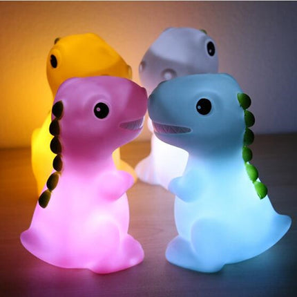 3 PCS Eco-friendly Silicone LED Dinosaur Colorful Soft Light Home Electronic Night Light(White)-garmade.com