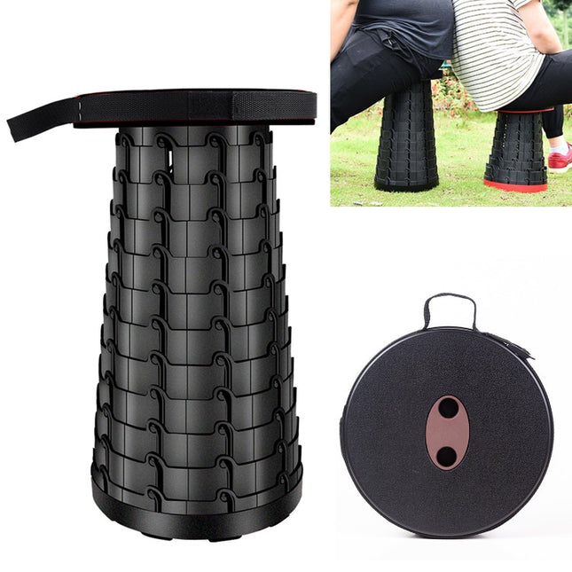 Outdoor Portable Folding Telescopic Plastic Stool Camping Fishing Garden Stool(Black)-garmade.com