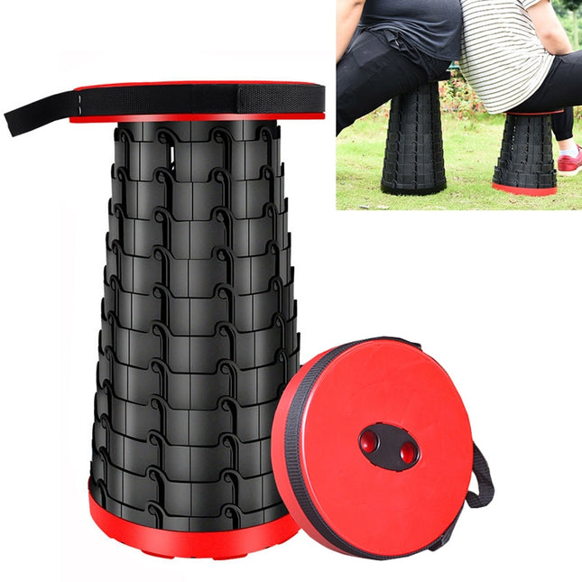 Outdoor Portable Folding Telescopic Plastic Stool Camping Fishing Garden Stool(Red)-garmade.com