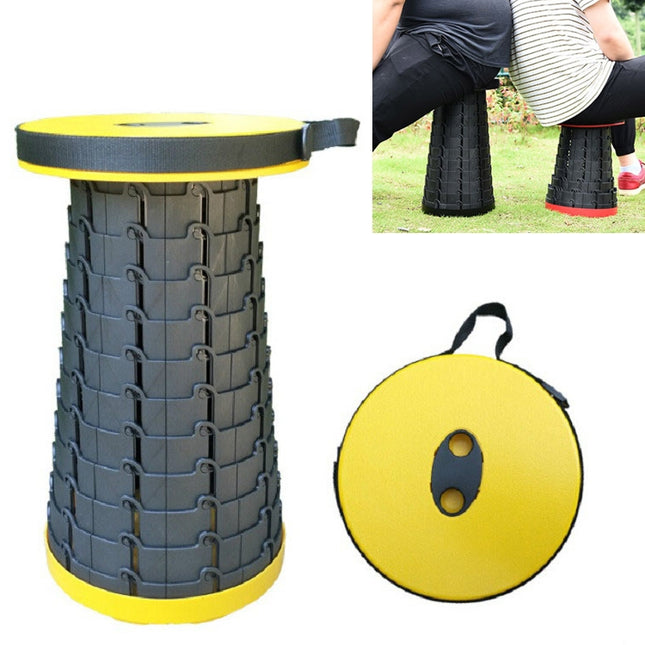 Outdoor Portable Folding Telescopic Plastic Stool Camping Fishing Garden Stool(Yellow)-garmade.com