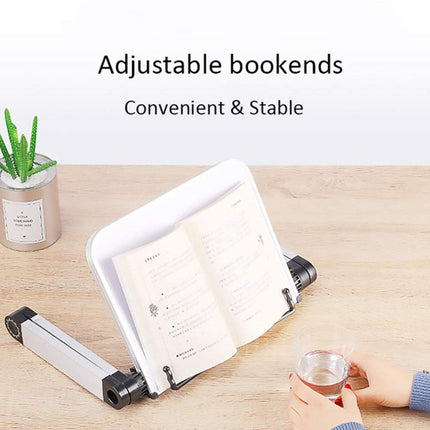 Adjustable Reading Book Bracket Foldable Aluminum Lap Desk Stand, Style:Two sections(White)-garmade.com