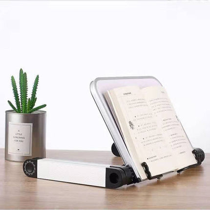 Adjustable Reading Book Bracket Foldable Aluminum Lap Desk Stand, Style:Two sections(Black)-garmade.com