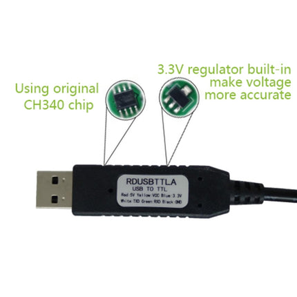 Pcsensor USB to TTL Level Serial Cable Short Circuit Proof With Indicator Light(Black)-garmade.com