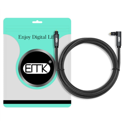 EMK 90 Degree Swivel Adjustable Right Angled 360 Degrees Rotatable Plug Nylon Woven Mesh Optical Audio Cable, Cable Length:1.5m(Black)-garmade.com