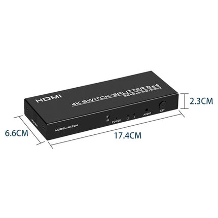 FJGEAR FJ-4K204 2 In 4 Out HD 4K Audio HDMI Switch Distributor, Plug Type:EU Plug-garmade.com