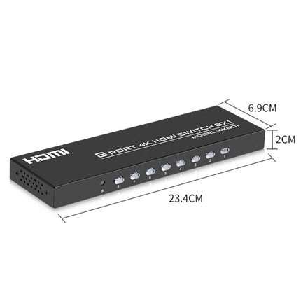 FJGEAR FJ-4K801 4K 8 In 1 Out HDMI HD Video Switcher, Plug Type:EU Plug(Black)-garmade.com