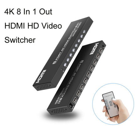 FJGEAR FJ-4K801 4K 8 In 1 Out HDMI HD Video Switcher, Plug Type:EU Plug(Black)-garmade.com