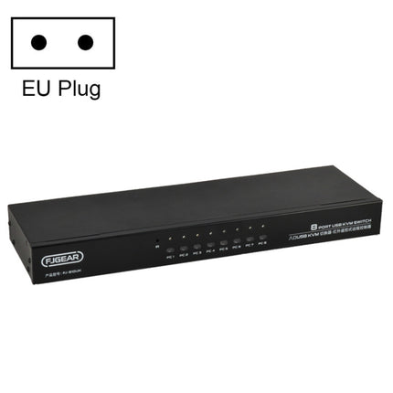 FJGEAR FJ-810UK 8 In 1 Out USB KVM Switcher With Desktop Switch, Plug Type:EU Plug(Black)-garmade.com