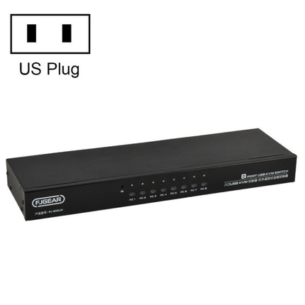 FJGEAR FJ-810UK 8 In 1 Out USB KVM Switcher With Desktop Switch, Plug Type:US Plug(Black)-garmade.com
