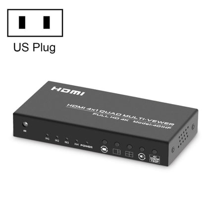 FJGEAR FJ-401HF 4 In 1 Out 4K HDMI Splitter Supports Four Screen Segmentation, Plug Type:US Plug(Black)-garmade.com