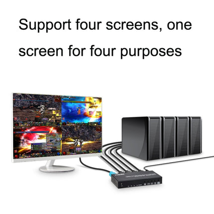 FJGEAR FJ-401HF 4 In 1 Out 4K HDMI Splitter Supports Four Screen Segmentation, Plug Type:US Plug(Black)-garmade.com