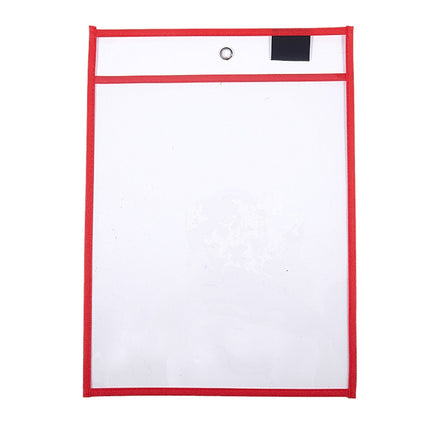 6 Pcs ?Erasable Hanging PVCA4 Transparent Sewing Red Document Dry Erase Bag, Size:21×30cm(Red)-garmade.com