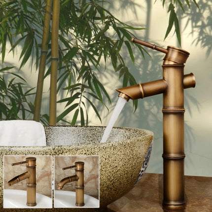 Antique Retro Hot Cold Water Bathroom Counter Basin Bamboo Waterfall Basin Copper Faucet, Specifications:Breaking 3 Knots-garmade.com
