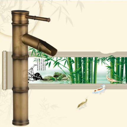 Antique Retro Hot Cold Water Bathroom Counter Basin Bamboo Waterfall Basin Copper Faucet, Specifications:Breaking 3 Knots-garmade.com