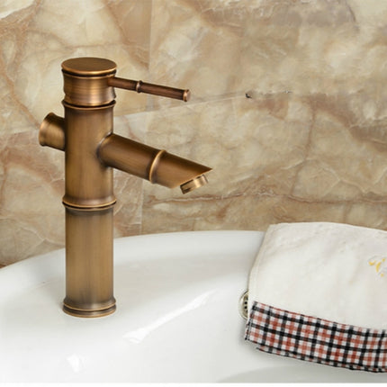 Antique Retro Hot Cold Water Bathroom Counter Basin Bamboo Waterfall Basin Copper Faucet, Specifications:Early 2 Knots-garmade.com