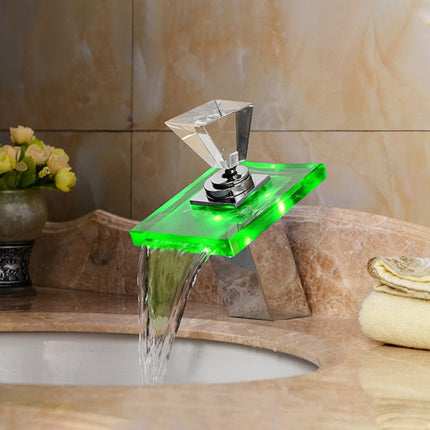 LED Waterfall Faucet Colorful Temperature Control Color-changing Anti-scalding Faucet-garmade.com