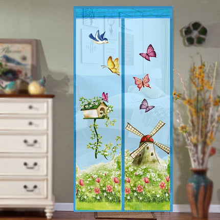 Magic Curtain Magnetic Snap Fly Bug Insect Mosquito Screen Net For Bedroom kitchen, Size:90x210cm(Sky Blue)-garmade.com