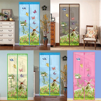 Magic Curtain Magnetic Snap Fly Bug Insect Mosquito Screen Net For Bedroom kitchen, Size:90x210cm(Sky Blue)-garmade.com