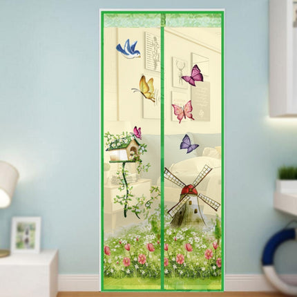 Magic Curtain Magnetic Snap Fly Bug Insect Mosquito Screen Net For Bedroom kitchen, Size:90x210cm(Green)-garmade.com