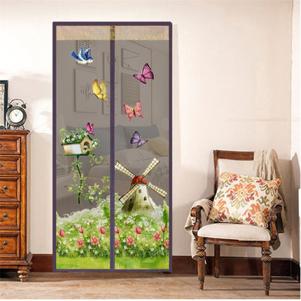 Magic Curtain Magnetic Snap Fly Bug Insect Mosquito Screen Net For Bedroom kitchen, Size:90x210cm(Coffee)-garmade.com