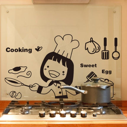 Remove Waterproof Creative Cute Chef Cut Vegetables Kitchen Restaurant Wall Stickers, Size:20x30cm(Gold)-garmade.com