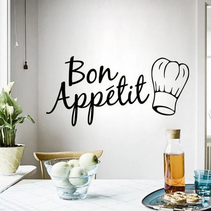 Kitchen Decoration Kitchen Stickers Bon Appetit Wall Stickers DIY Vinyl Art Wallpapers(Black)-garmade.com