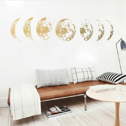 Inkjet Wall Stickers Moon Wallpaper Space Moon Wall Stickers Simple Crescent(Gold)-garmade.com