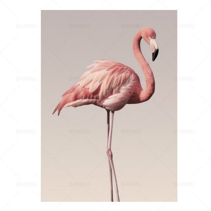 B283 Canvas Painting Modern Wall Art Poster Home Decoration with Frame, Size:30x40cm(Flamingo)-garmade.com