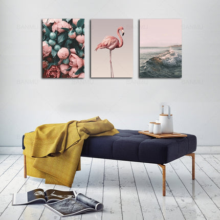 B283 Canvas Painting Modern Wall Art Poster Home Decoration with Frame, Size:39x52cm(Sea)-garmade.com