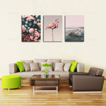 B283 Canvas Painting Modern Wall Art Poster Home Decoration with Frame, Size:39x52cm(Sea)-garmade.com