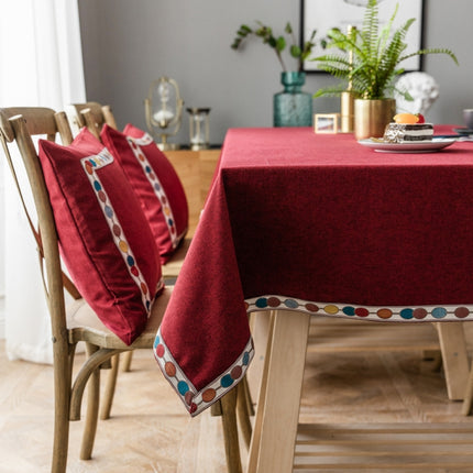Solid Color Waterproof Tablecloth Linen Rectangular Tablecloth, Size:140x220cm(Red)-garmade.com