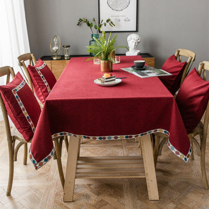 Solid Color Waterproof Tablecloth Linen Rectangular Tablecloth, Size:140x220cm(Red)-garmade.com