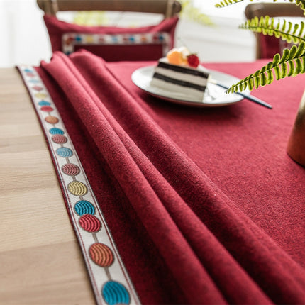 Solid Color Waterproof Tablecloth Linen Rectangular Tablecloth, Size:140x240cm(Red)-garmade.com
