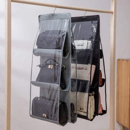 6 Pockets 3 Layers Foldable Hanging Bag Shelf Bag Purse Handbag Organizer(Gray)-garmade.com