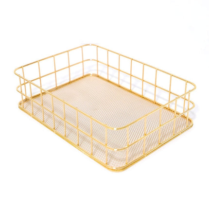 Gold Net Bottom Modern Minimalist Office Home Wrought Iron Storage Basket, Size:Large Size-garmade.com