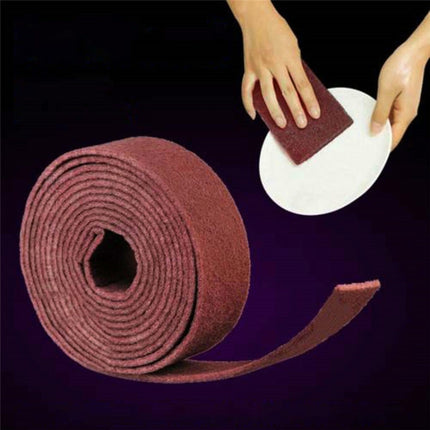 10 PCS Nylon Emery Scouring Pad Stainless Steel Rust Polishing Kitchen Dish Cleaning Rag, Size:7 cm x 5.7 m(Red Brown)-garmade.com