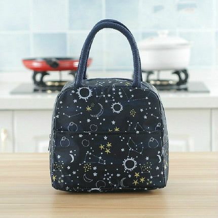 Portable Waterproof Padded Cold Insulation Lunch Box Bag(Sun Moon Star)-garmade.com