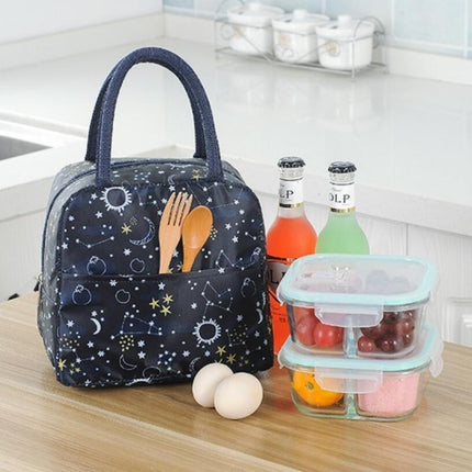 Portable Waterproof Padded Cold Insulation Lunch Box Bag(Sun Moon Star)-garmade.com