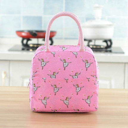 Portable Waterproof Padded Cold Insulation Lunch Box Bag(Solo Dance Spring Wind Pink)-garmade.com
