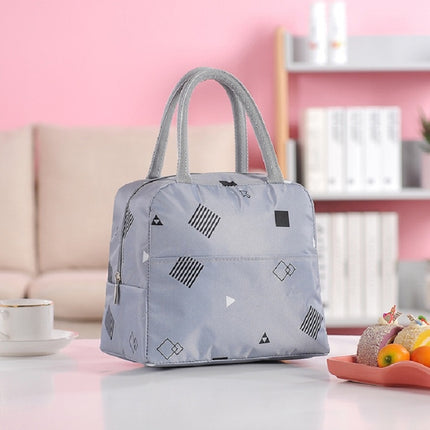 Portable Waterproof Padded Cold Insulation Lunch Box Bag(Geometry Grey)-garmade.com