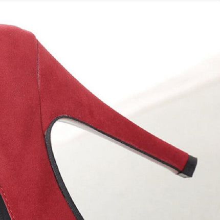 Women Shoes Round Toe Stiletto High Heels, Size:40(Red)-garmade.com