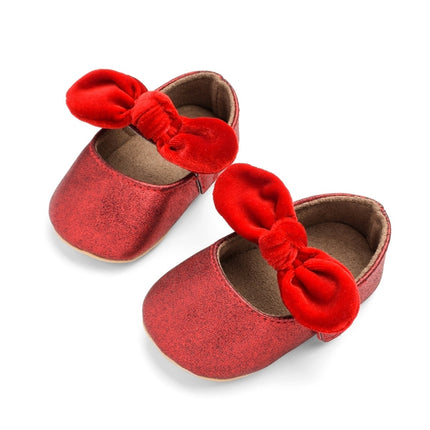 Baby Girl Toddler Shoes Newborn Soft Cloth Shoes Princess Shoes Flat Shoes, Size:11(Red)-garmade.com