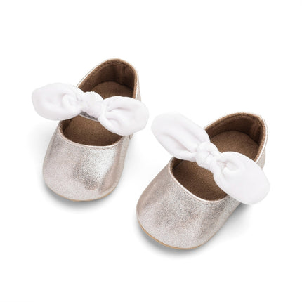 Baby Girl Toddler Shoes Newborn Soft Cloth Shoes Princess Shoes Flat Shoes, Size:11(Silver)-garmade.com