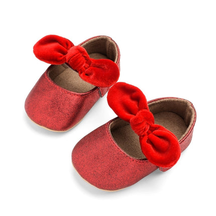Baby Girl Toddler Shoes Newborn Soft Cloth Shoes Princess Shoes Flat Shoes, Size:12(Red)-garmade.com